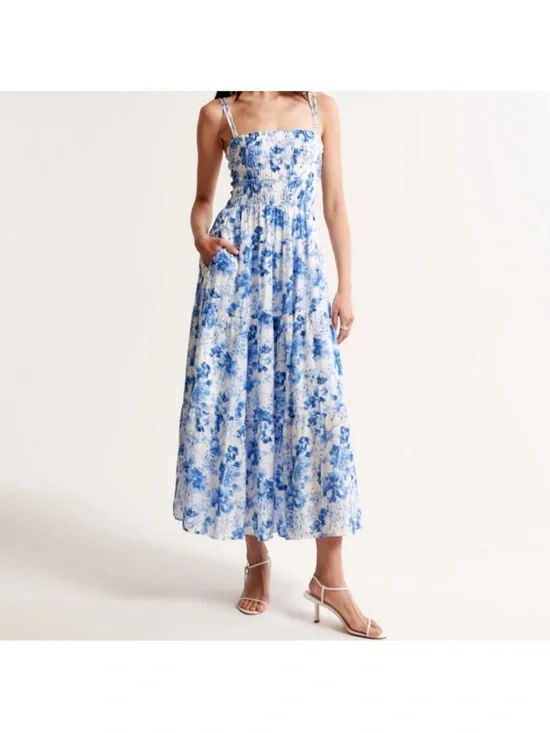 Abercrombie & Fitch Blue and White Floral Maxi Dress - Picture 3 of 6